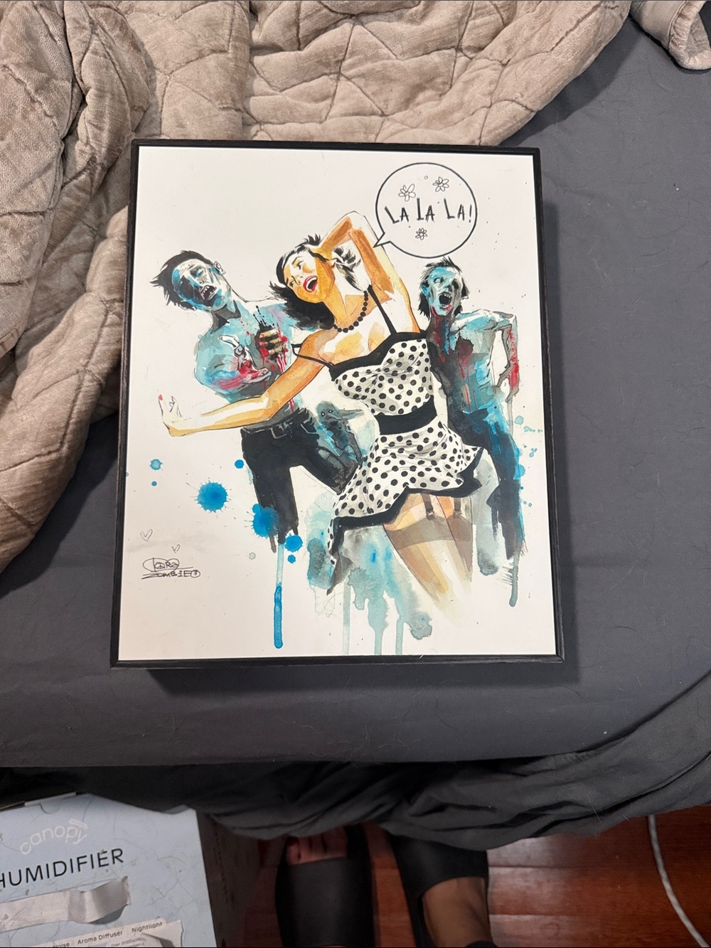 Framed Pop Art Dance Illustration – Black Frame, Multicolor